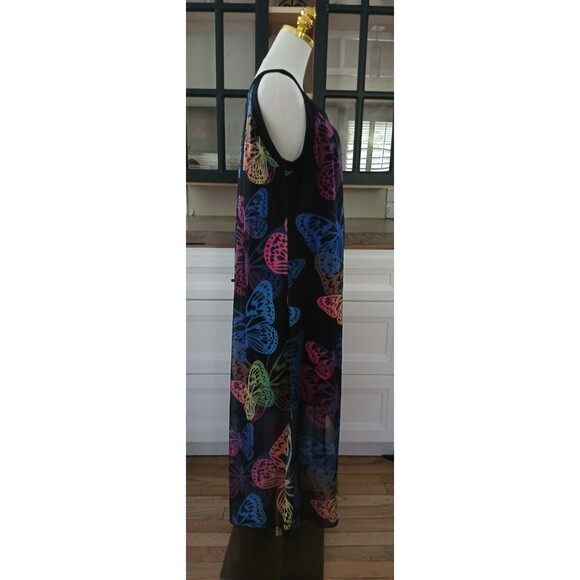 Women's Large Sheer Butterfly Long Dress Boho Lady Beachy Flowy Lightweight Fun - Picture 6 of 16
